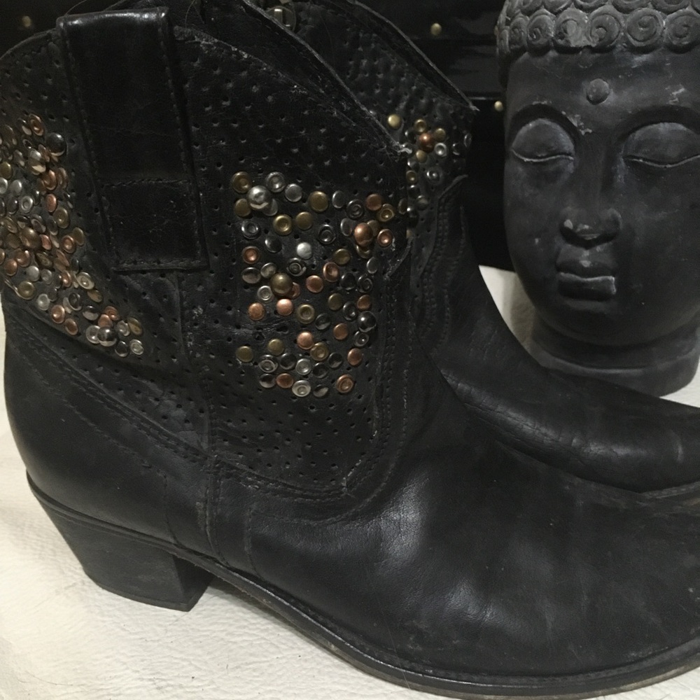 Vintage Chocolate Blue  moto.‎ boots size 7.5